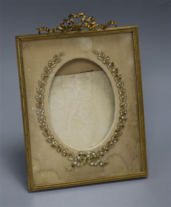 A 19th century French jewelled ormolu frame height 22.5cm